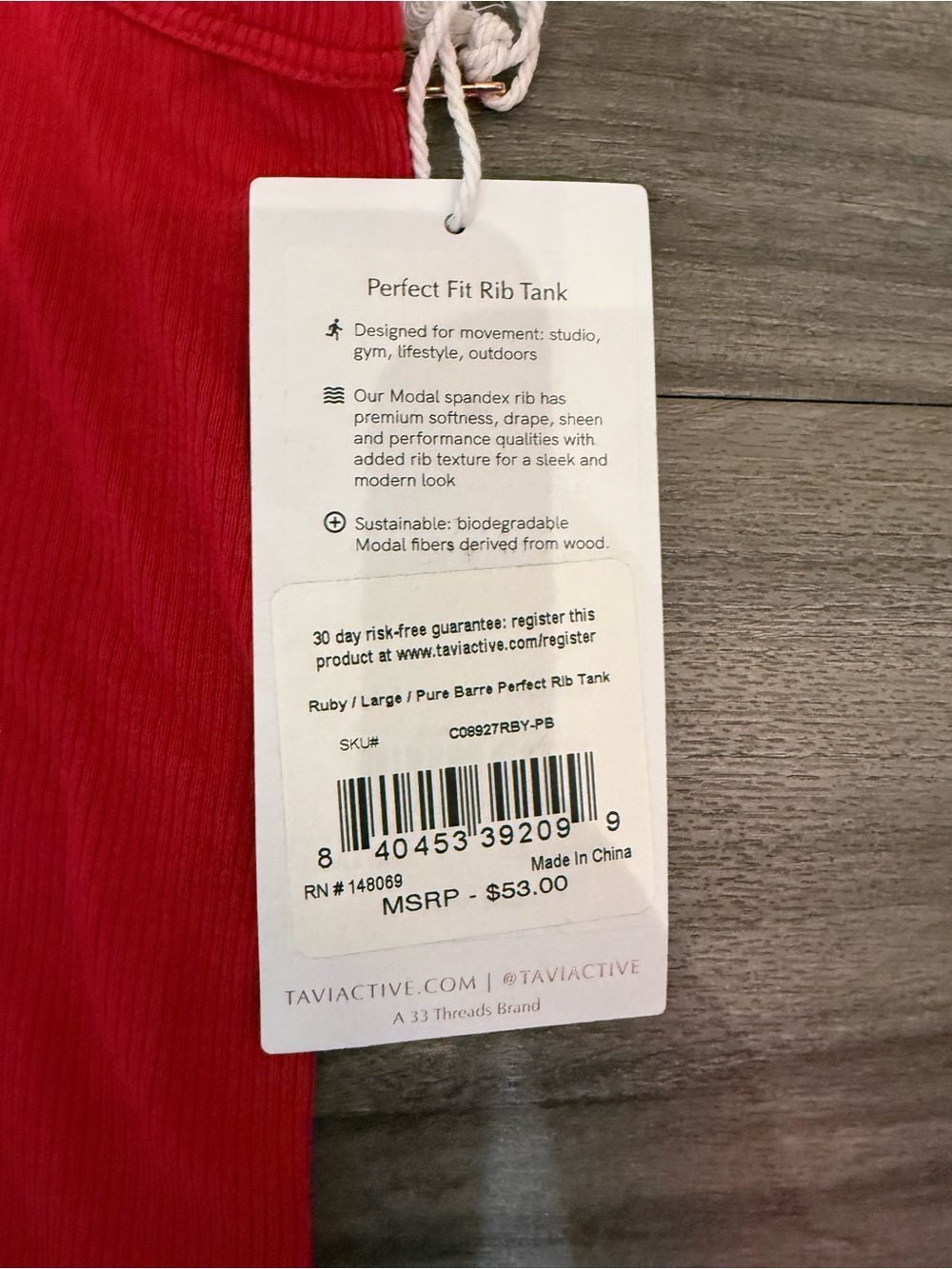 Pure Barre Red Ribbed Tank Top - Picture 5 of 5